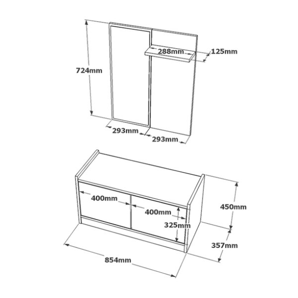 Panca Da Ingresso 85 Cm Scarpiera Appendiabiti E Specchio Lessi Bianco