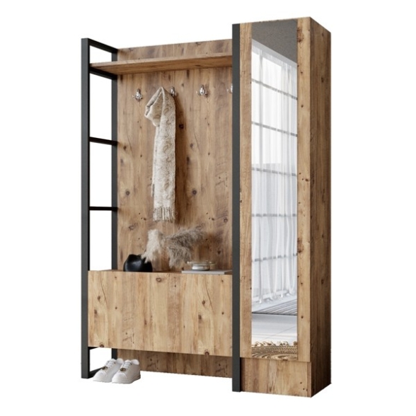 Mobile Ingresso Con Scarpiera Specchio E Appendiabiti 90x34x180 Fiona DX