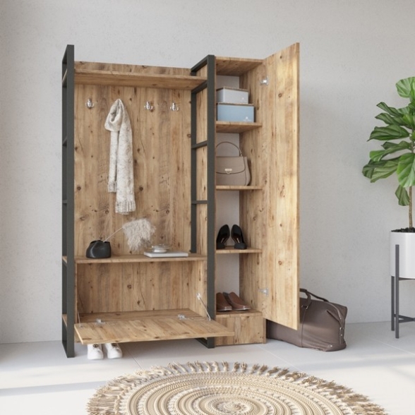 Mobile Ingresso Con Scarpiera Specchio E Appendiabiti 90x34x180 Fiona DX