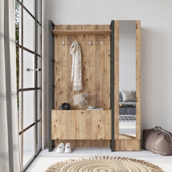 Mobile Ingresso Con Scarpiera Specchio E Appendiabiti 90x34x180 Fiona DX