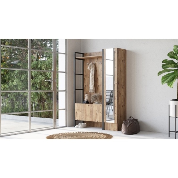 Mobile Ingresso Con Scarpiera Specchio E Appendiabiti 90x34x180 Fiona DX