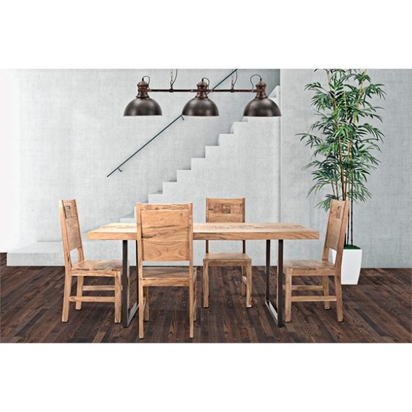 Sedia Da Pranzo In Legno Di Acacia 45x45x100 Stile Rustico Mumbai - 2PZ
