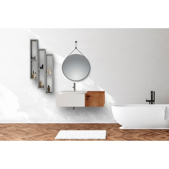 Pensile Da Bagno A Giorno Doppio Vano Aperto 15x80 Grigio