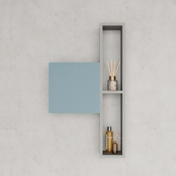 Pensile Da Bagno Quadrato 1 Anta Reversibile 30x30 Blu Pastello