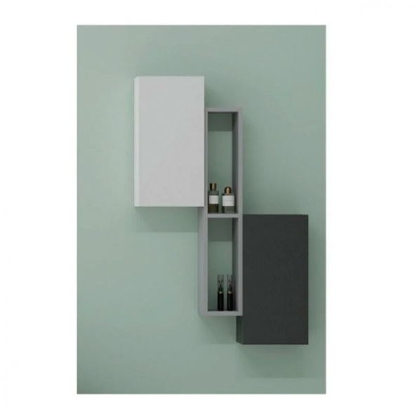 Pensile Da Bagno Rettangolare 1 Anta Reversibile 25x50 Antracite
