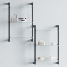 Mensola Da Bagno Stile Industrial In Metallo 3 Ripiani In Vetro 14x53