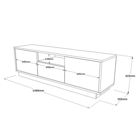 Mobile Porta Tv Da Terra 140x35x42 Bianco E Rovere Ante A Ribalta Luvio