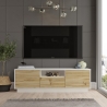Mobile Porta Tv Da Terra 140x35x42 Bianco E Rovere Ante A Ribalta Luvio