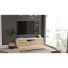 Mobile Porta Tv Da Terra 140x35x42 Bianco E Rovere Ante A Ribalta Luvio