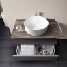 Mobile Bagno Sospeso 80 Cm Con Cassetto Lino E Mensola Rovere Aurora