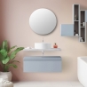 Mobile Bagno Sospeso 80 Cm Con Cassetto Blu E Mensola Cemento Aurora