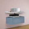 Mobile Bagno Sospeso 80 Cm Con Cassetto Blu E Mensola Cemento Aurora