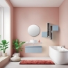 Mobile Bagno Sospeso 80 Cm Con Cassetto Blu E Mensola Cemento Aurora