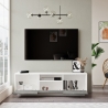 Mobile Porta Tv Da Terra 140x35x42 Bianco E Cemento Ante A Ribalta Luvio