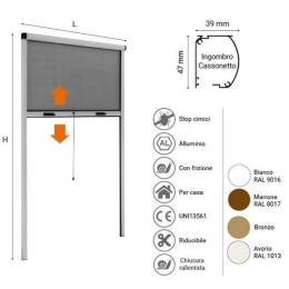 Zanzariera Per Finestra A Rullo Verticale Riducibile Con Frizione 60x150 Bianco Sangiorgio