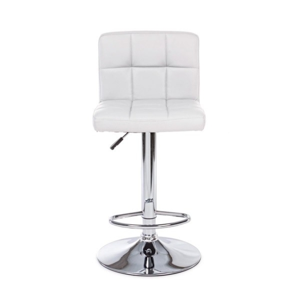 Sgabello Da Bar Alto Imbottito Ecopelle Memphis Bianco Bizzotto