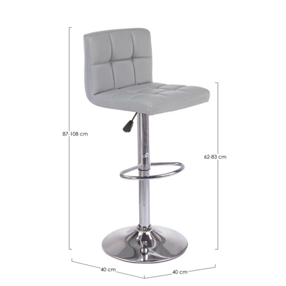 Sgabello Da Bar Alto Imbottito Ecopelle Memphis Grigio Chiaro Bizzotto
