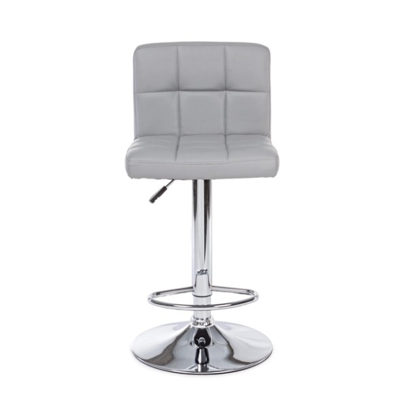 Sgabello Da Bar Alto Imbottito Ecopelle Memphis Grigio Chiaro Bizzotto