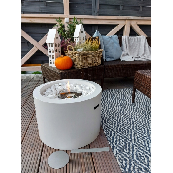 Camino a bioetanolo braciere da giardino tondo d.47,5 x 32,5 cm Bianco