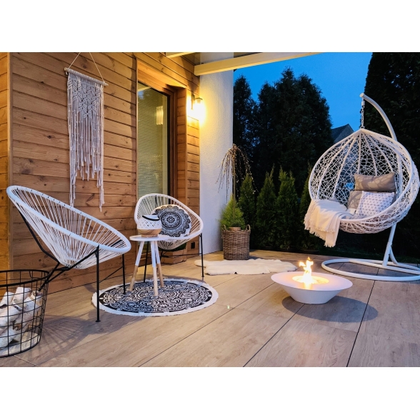 Camino tondo a bioetanolo da terra diametro 60 cm colore bianco