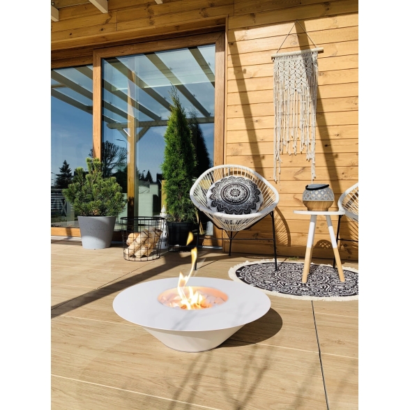 Camino tondo a bioetanolo da terra diametro 60 cm colore bianco