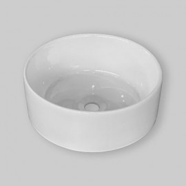 Lavabo Da Appoggio Tondo In Ceramica Bianco Lucido A Bacinella 41x15,5 Cm