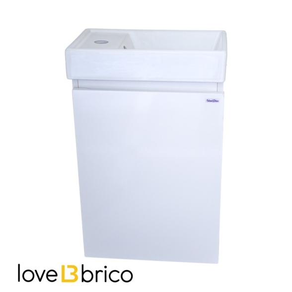 Mobile bagno sospeso 40 cm salvaspazio con lavabo e specchio bianco laccato