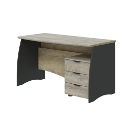 Scrivania Ufficio Moderna Con Cassetti Grigio E Rovere 136x67x74 Cm
