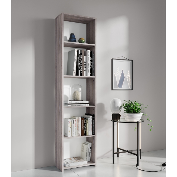 Libreria 4 Ripiani In Kit 45x25x183 Rovere Grigio