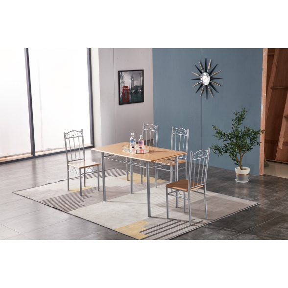 Tavolo Da Pranzo Con 4 Sedie Legno Chiaro 120x70 Arredo Cucina