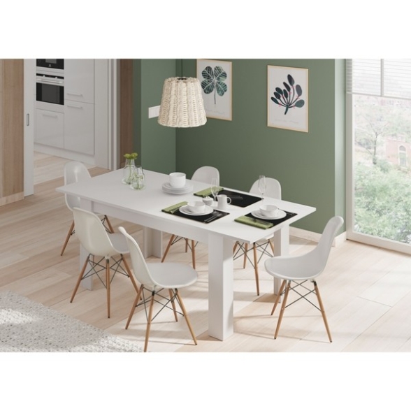 Tavolo allungabile rettangolare 140-190x90 Kendra Bianco Artik