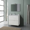 Mobile Bagno Con Piedini 2 Cassetti 80 Cm Lisbona Rovere Bianco