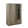 Armadio Guardaroba 3 Ante 2 Cassetti 120 cm Rovere Legno