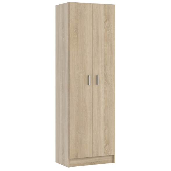 Armadio Multiuso 2 Ante 5 Ripiani 59x37x180 Rovere