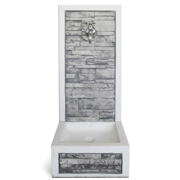 Fontana A Muro Moderna In Cemento Effetto Pietra Adige 40x40x92 Grigio