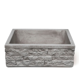 Lavello In Pietra Ricostruita Acquaio Da Giardino Moderno 45x35x16 Meseta Grigio KAM