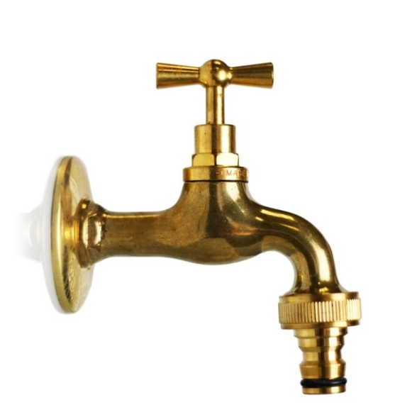 Rubinetto In Ottone Bronzato 1/2" Per Fontane E Bacinelle Con Portagomma