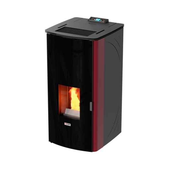 Termostufa A Pellet King 17DD Idro 17 kW Bordeaux Con Ventilazione