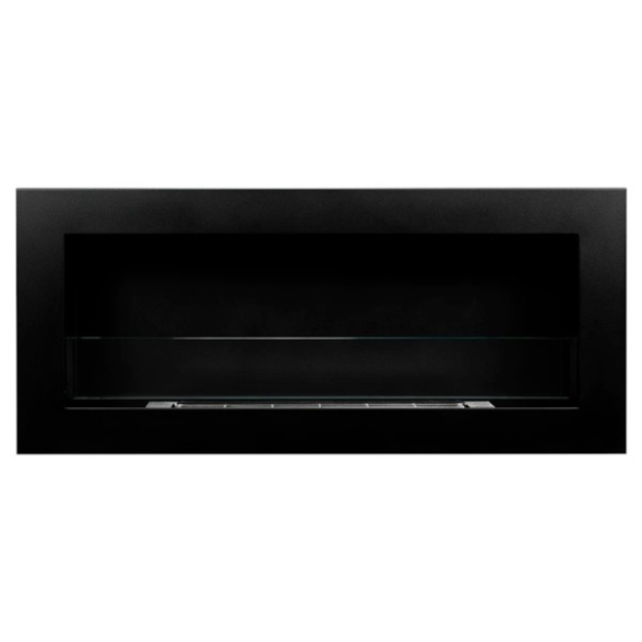 Camino a bioetanolo a parete o incasso Livorno Nero 90x12x40 con vetro