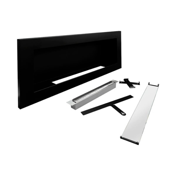 Camino a bioetanolo a parete o incasso Livorno Nero 90x12x40 con vetro