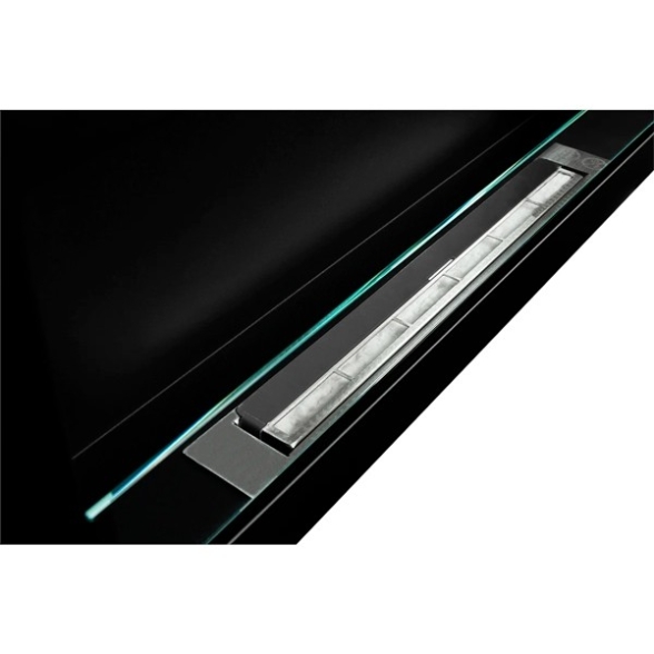 Camino a bioetanolo a parete o incasso Livorno Nero 90x12x40 con vetro