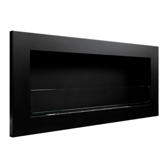 Camino a bioetanolo a parete o incasso Livorno Nero 90x12x40 con vetro