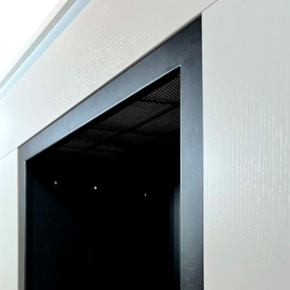 Camino a bioetanolo da terra in legno bianco Michelangelo 96x36x90h