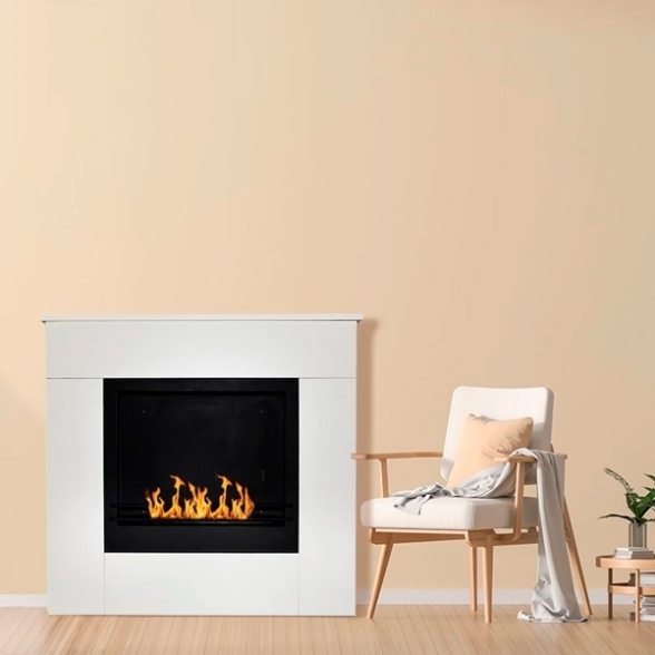 Camino a bioetanolo da terra in legno bianco Michelangelo 96x36x90h