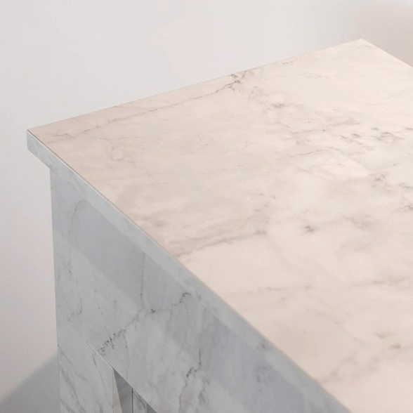 Camino a bioetanolo da terra BELLINI effetto marmo Bianco 96x35x96h