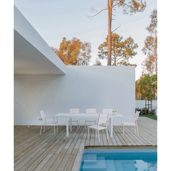 Tavolo In Alluminio Allungabile Da Esterno 100x200-300 Cm Bianco