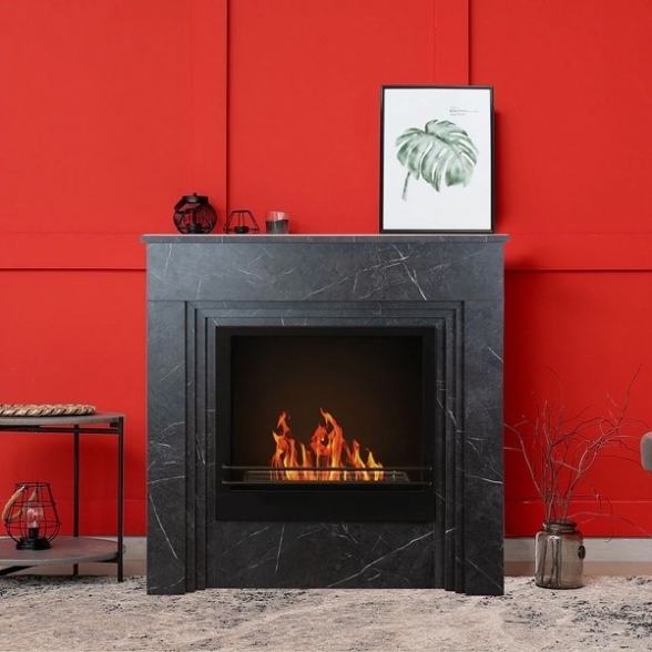 Camino a bioetanolo da terra BELLINI effetto marmo Nero 96x35x96h