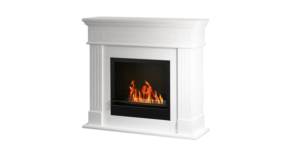 Cheminée Bioéthanol Divina Fire Camino - Design Washington Noir, Dimensions L111 X P43 Cm, Neuve
