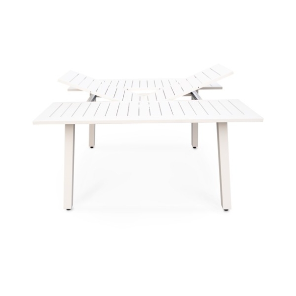 Tavolo In Alluminio Quadrato Da Esterno 145x100-145 Cm Bianco