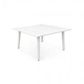 Tavolo In Alluminio Quadrato Da Esterno 145x100-145 Cm Bianco